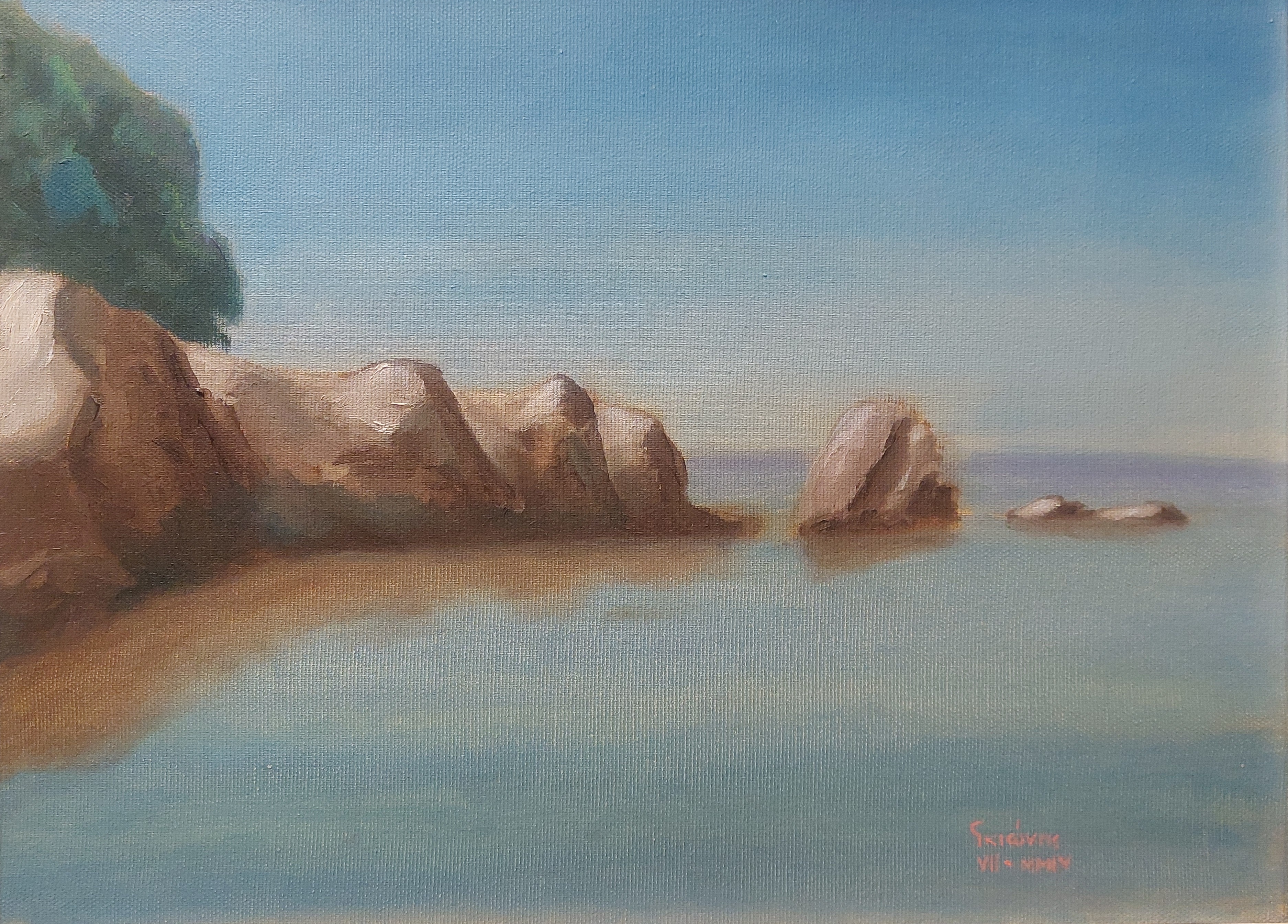 Painting by Christos Ghionis: Plakes, Ai Gianni, 2005