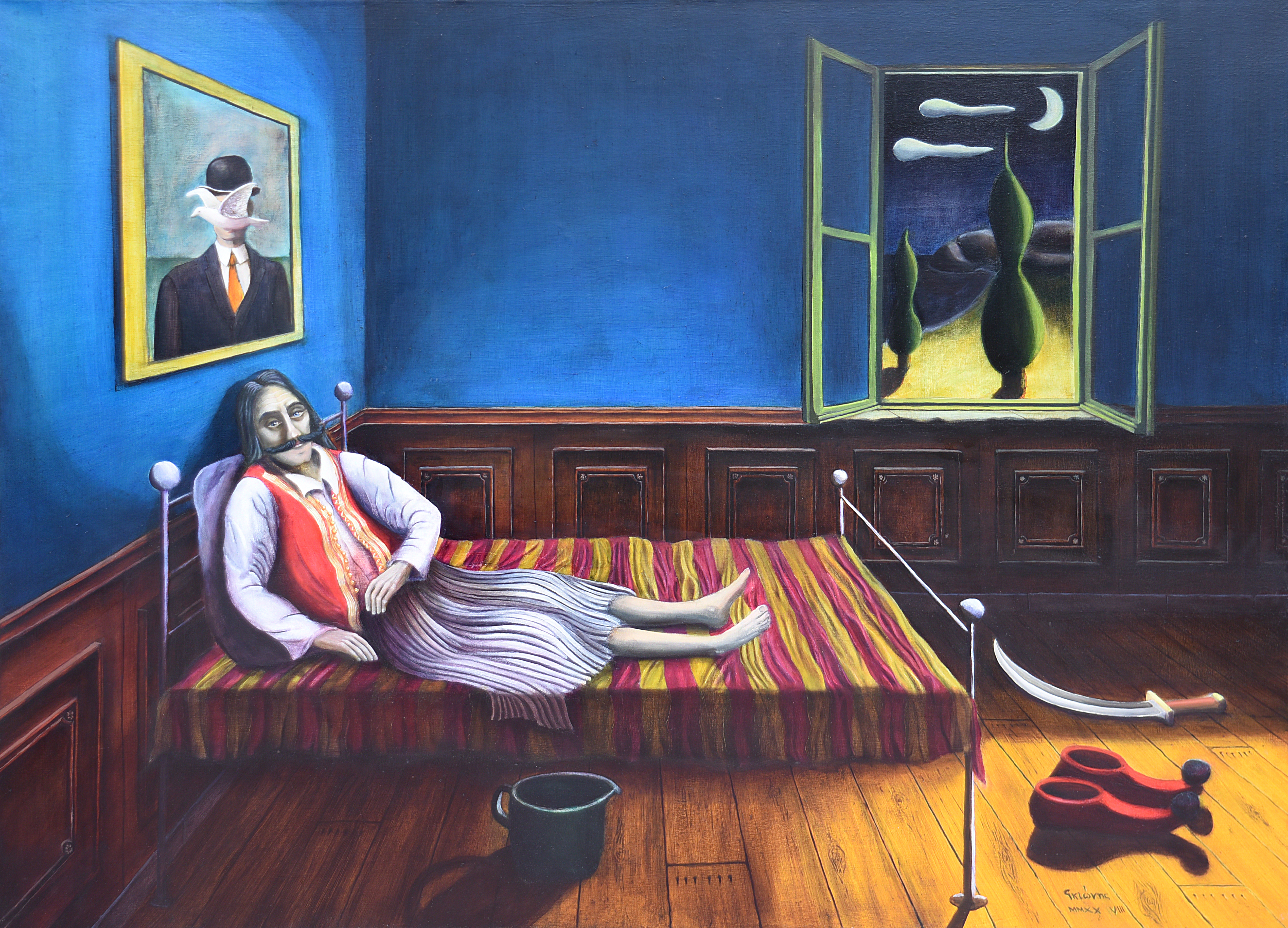 Painting by Christos Ghionis: Le mort de Georges Karaiskakis Selon les Belges rev. 2.0, 2020