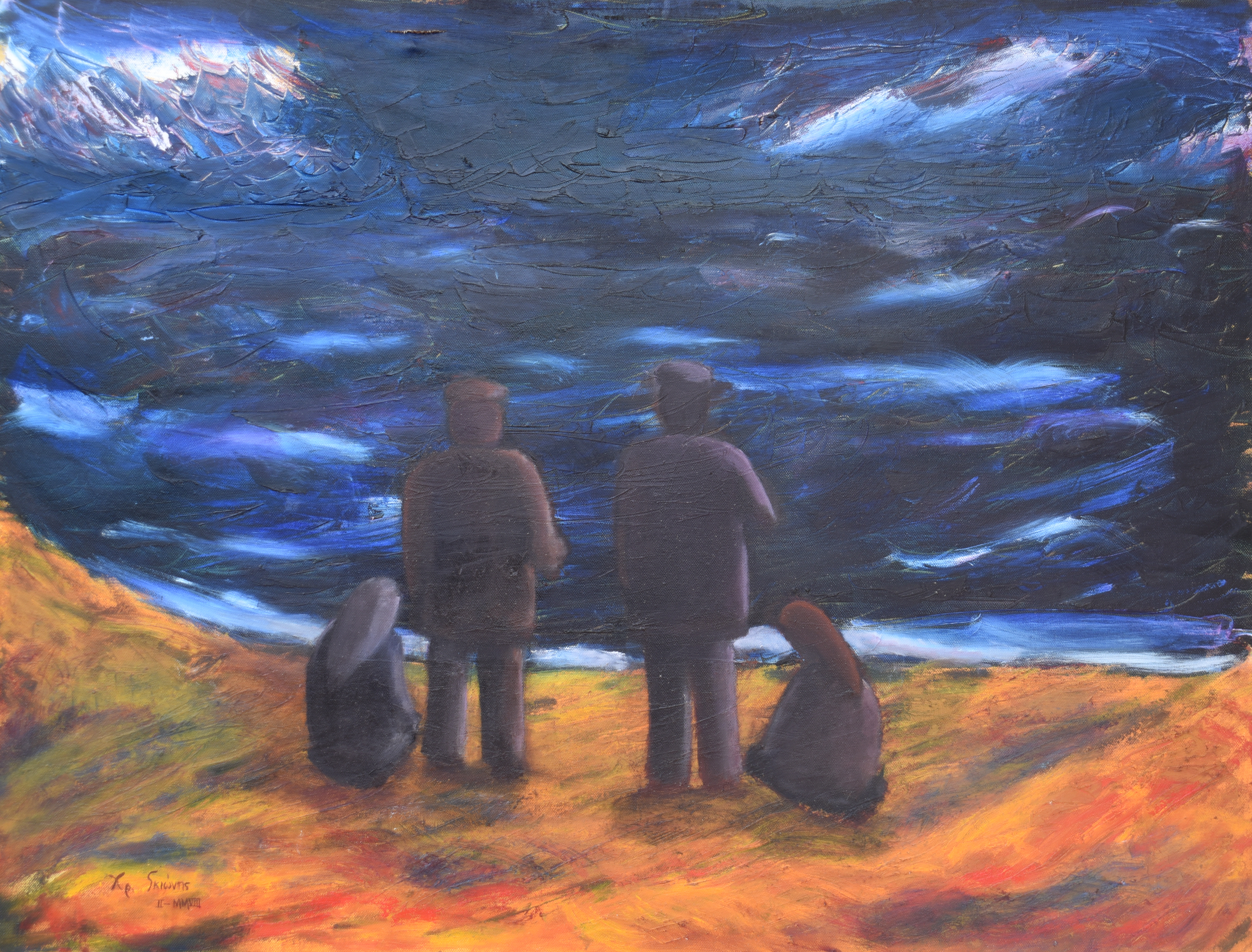 Painting by Christos Ghionis: Death under a Storm I, 2008