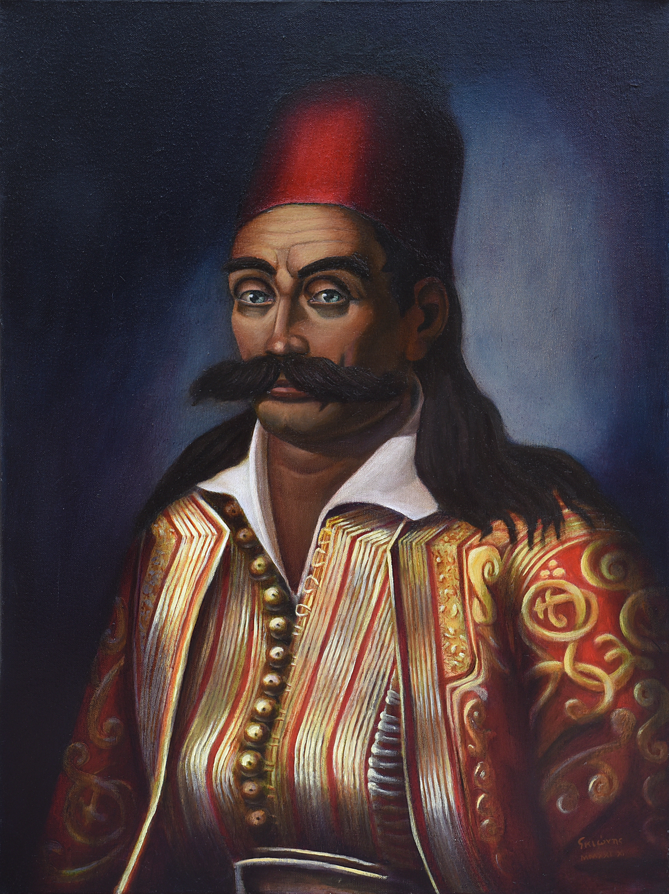 Painting by Christos Ghionis: George Karaiskakis, 2021