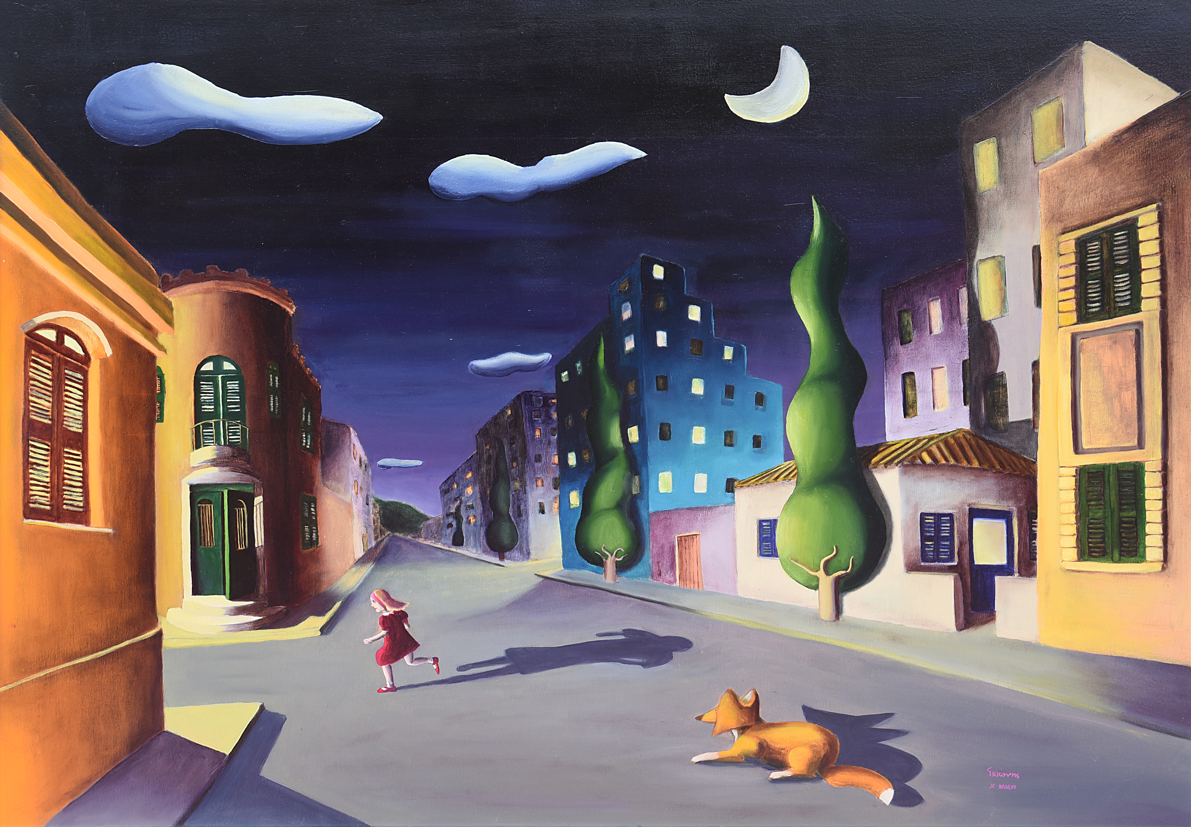 Painting by Christos Ghionis: Procris in Teumessus, 2011