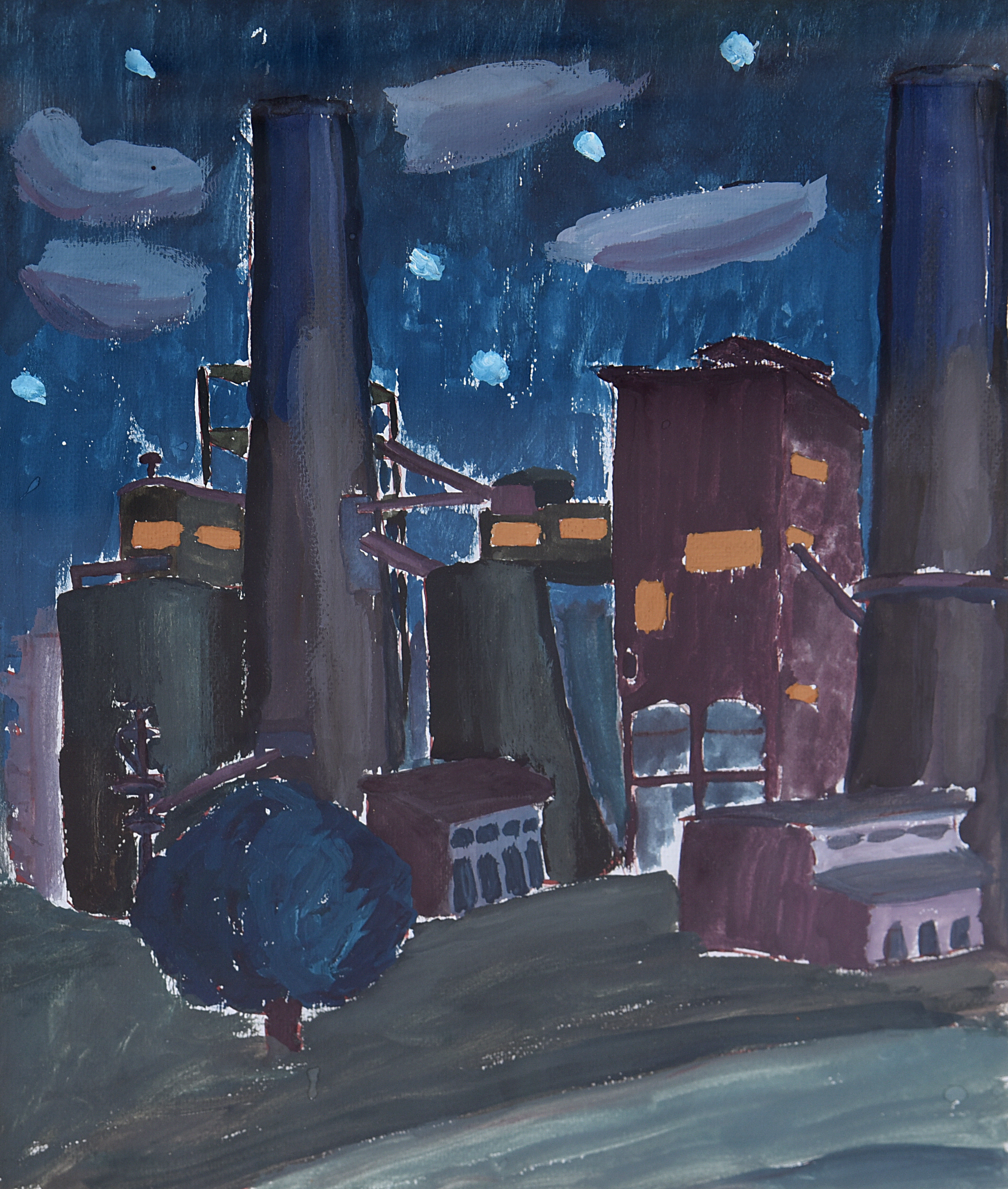 Painting by Christos Ghionis: Heracles General Cement Co, Drapetsona, 2004