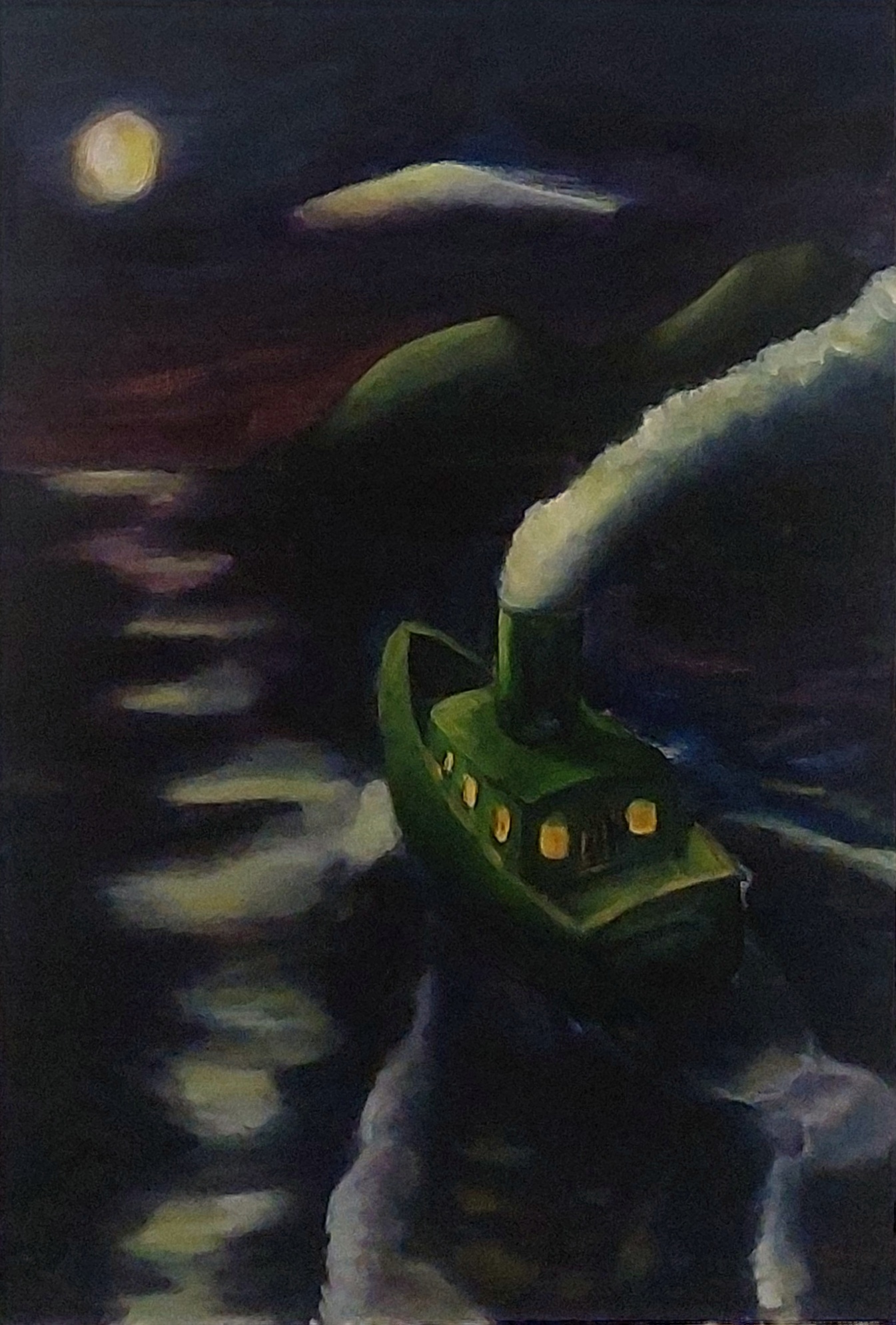 Painting by Christos Ghionis: Nocturnal Voyage, 2009