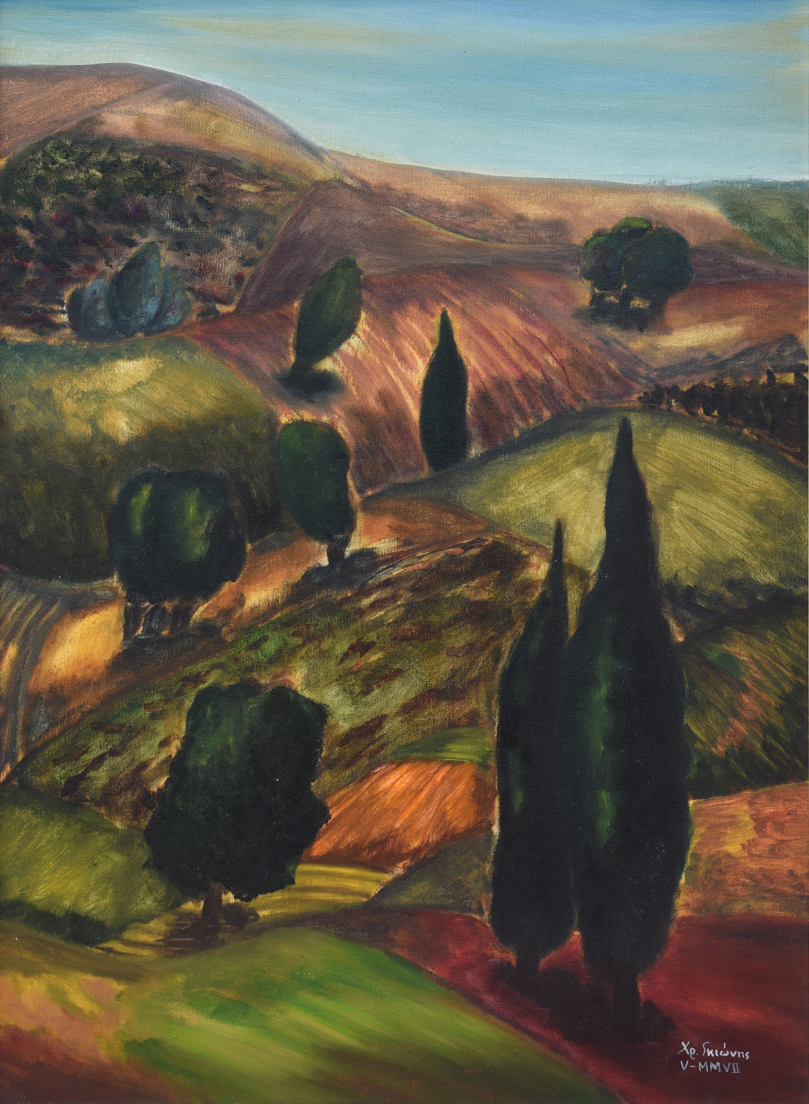 Painting by Christos Ghionis: Kriekouki, Attica II, 2007