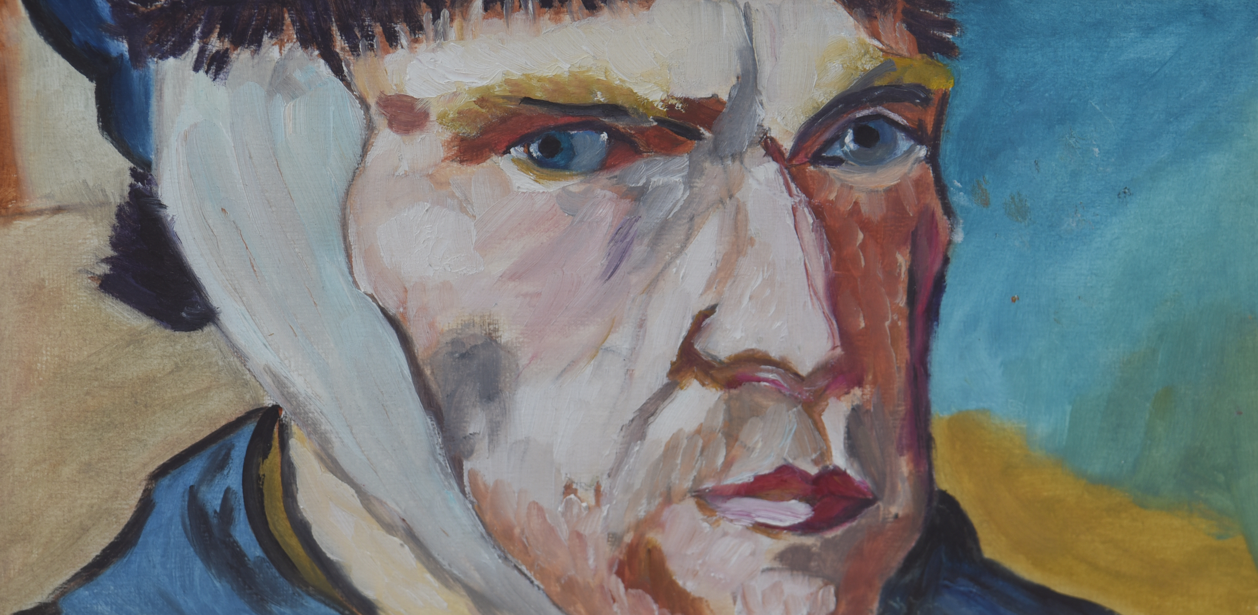 Painting by Christos Ghionis: After Van Gogh — Self-Portrait with Bandaged Ear, 2006