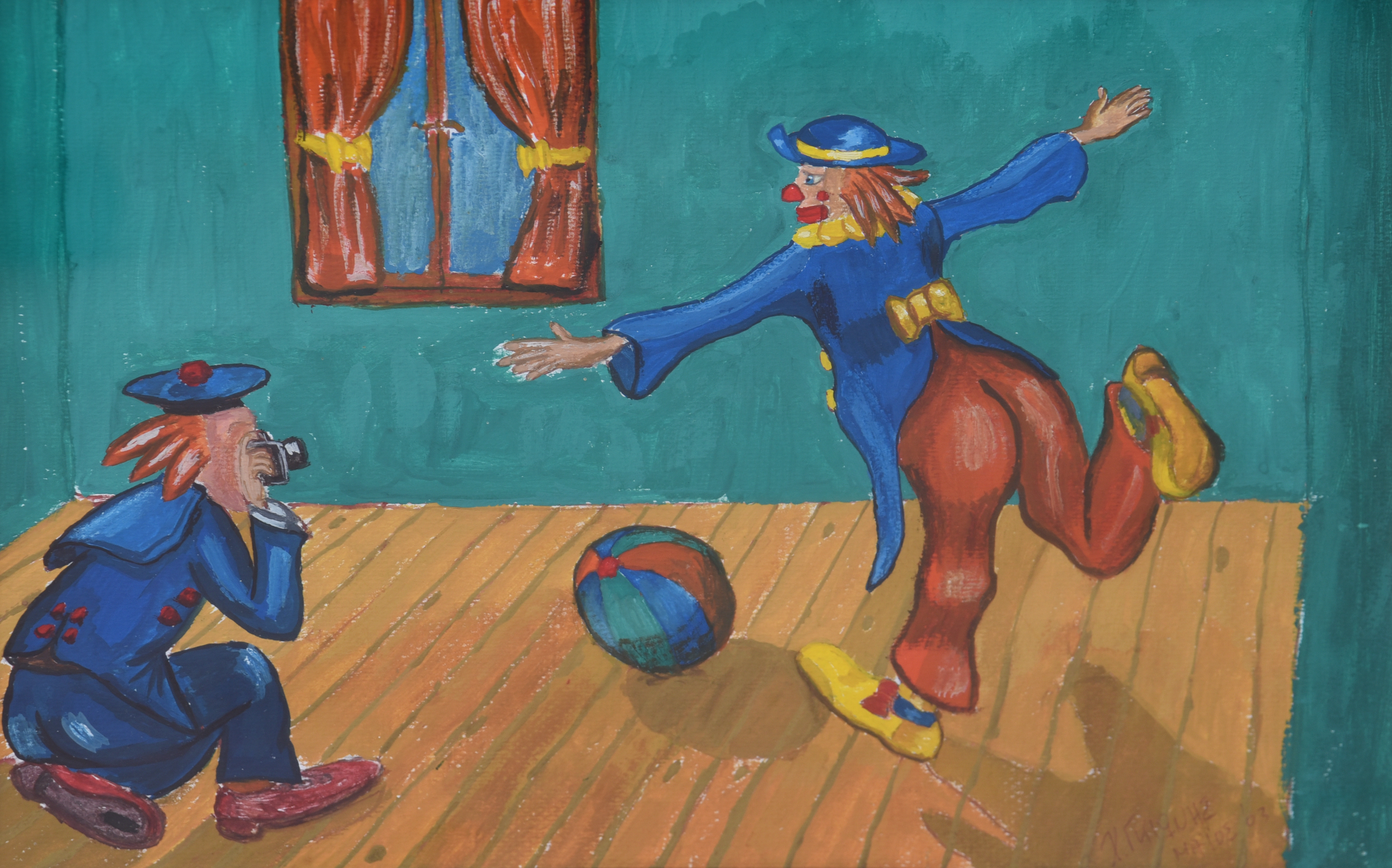 Painting by Christos Ghionis: Clown VI, 2003