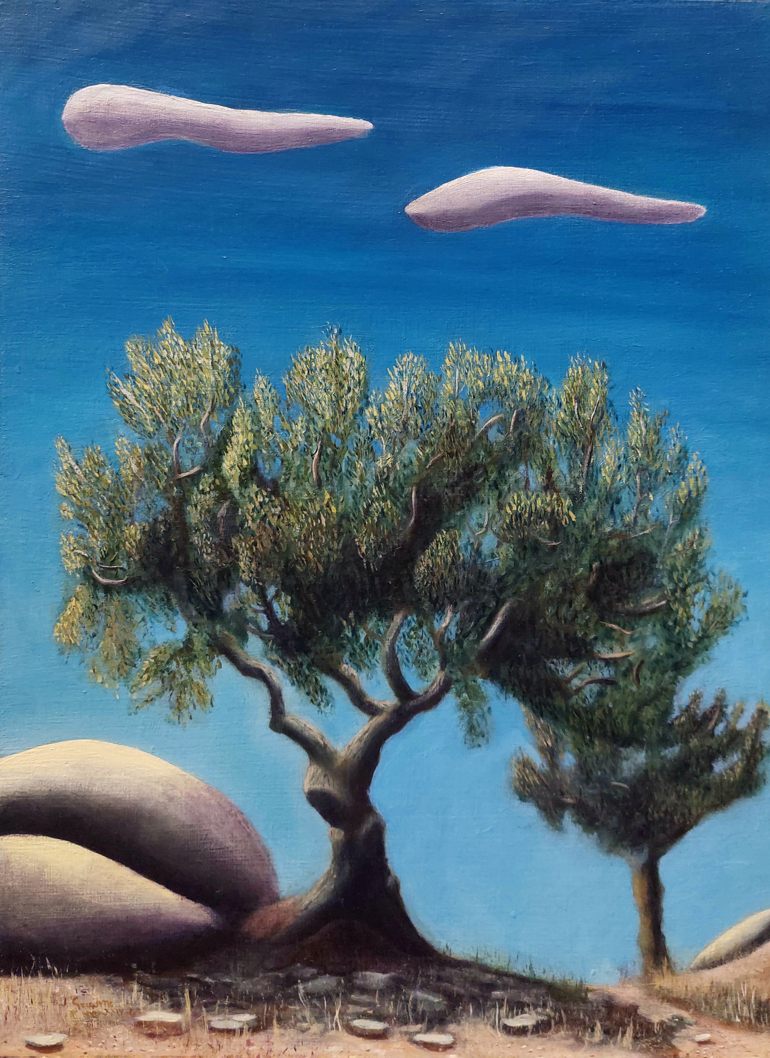 Painting by Christos Ghionis: South Lasithi Olive Tree, 2023